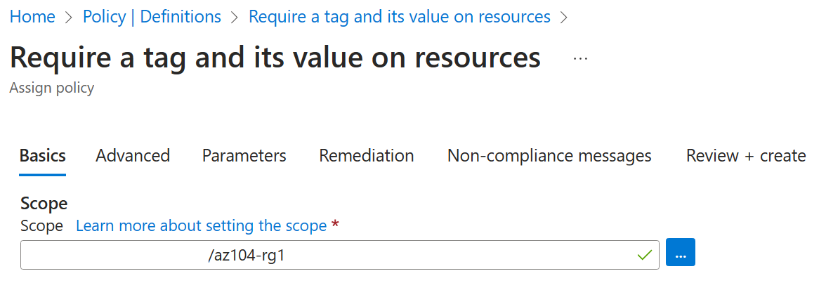 Screenshot of the policy scope.